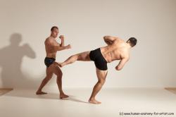 Underwear Fighting Man - Man White Moving poses Muscular Short Brown Dynamic poses Academic